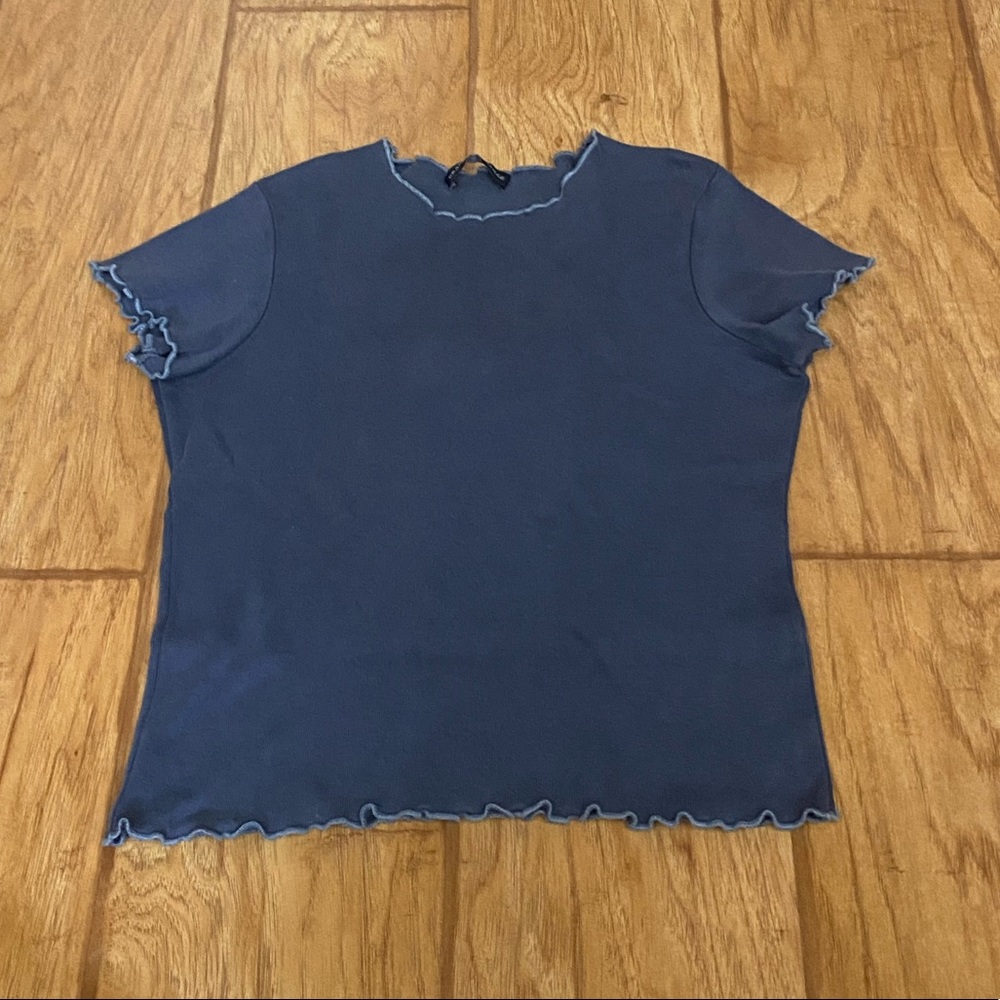 Brandy Melville blue ruffled shirt